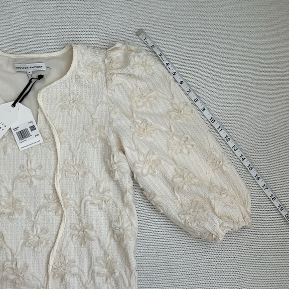 NWT! English Factory Ribbon Embroidered Shift Mini Dress Cream Size Small - Picture 8 of 8
